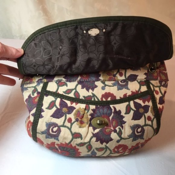 FOSSIL Vintage-Styled Embroidered Fabric Saddle Shoulder Bag 14"x11" - Picture 4 of 16